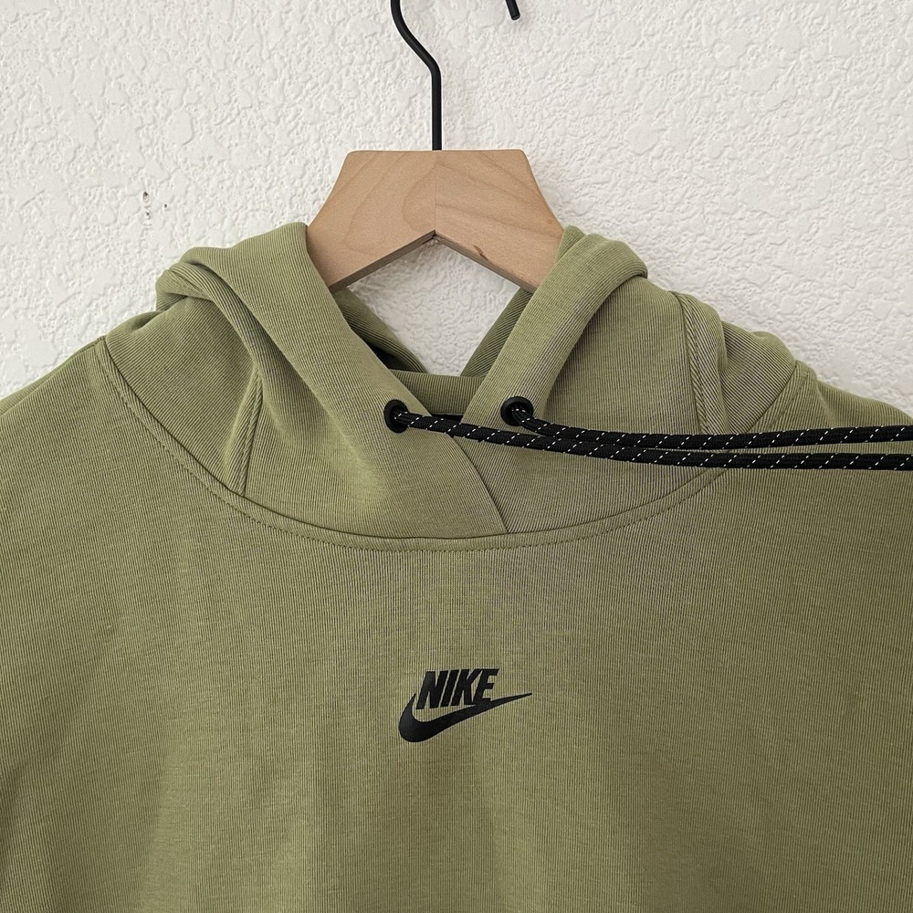 Nike Sportswear Tech Green Fleece Women's Over-Oversized Crop Pullover Hoodie M - Picture 7 of 13
